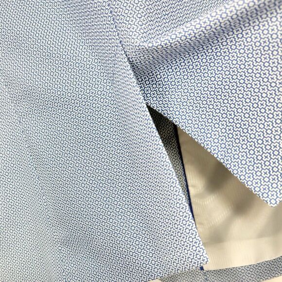 Talbots Blue White Micro Geometric Print 100% Cotton Button Nautical Blazer - Picture 14 of 16